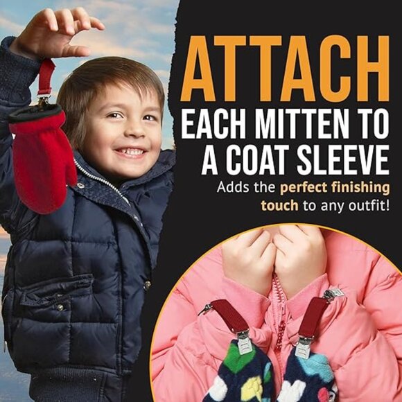 Hold’Em Mitten Glove Clips for Toddler & Kids Extra Tight Grip - Red - Picture 2 of 6